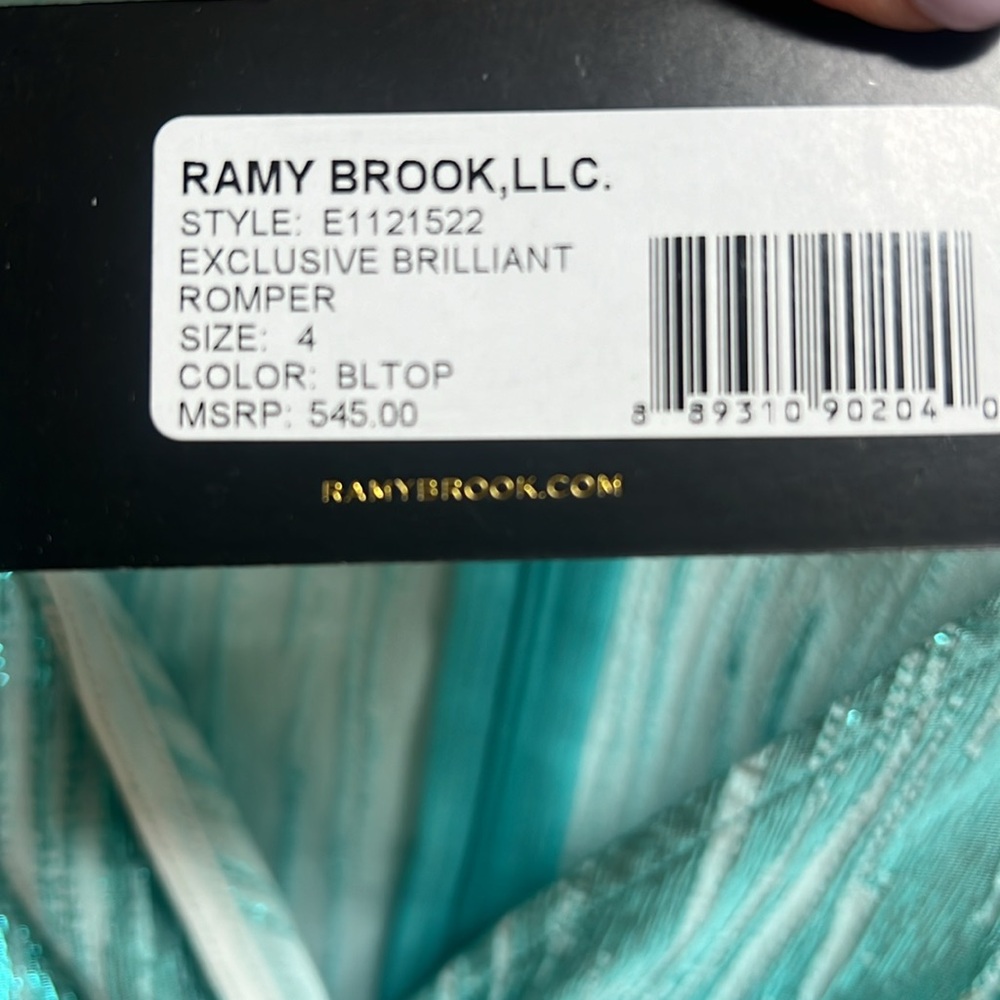 Ramy Brook brilliant cutout romper in blue topaz, same as Daphne in White Lotus